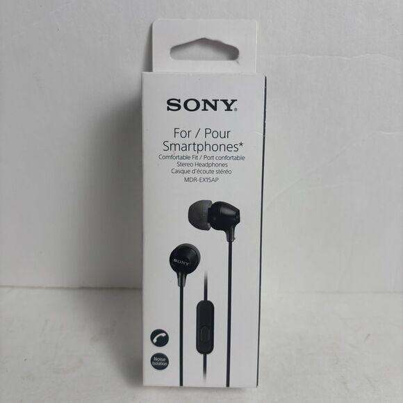 SONY MDR-EX15AP (BLACK) In-Ear Earbud with Microphone *BRAND NEW in RETAIL BOX* - Picture 1 of 5